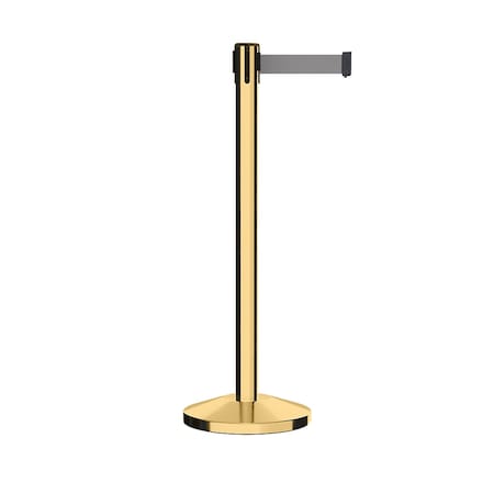 Montour Line Stanchion Belt Barrier Pol.Brass Post 13ft. Lt Gry Belt ES400-PB-LGY-130